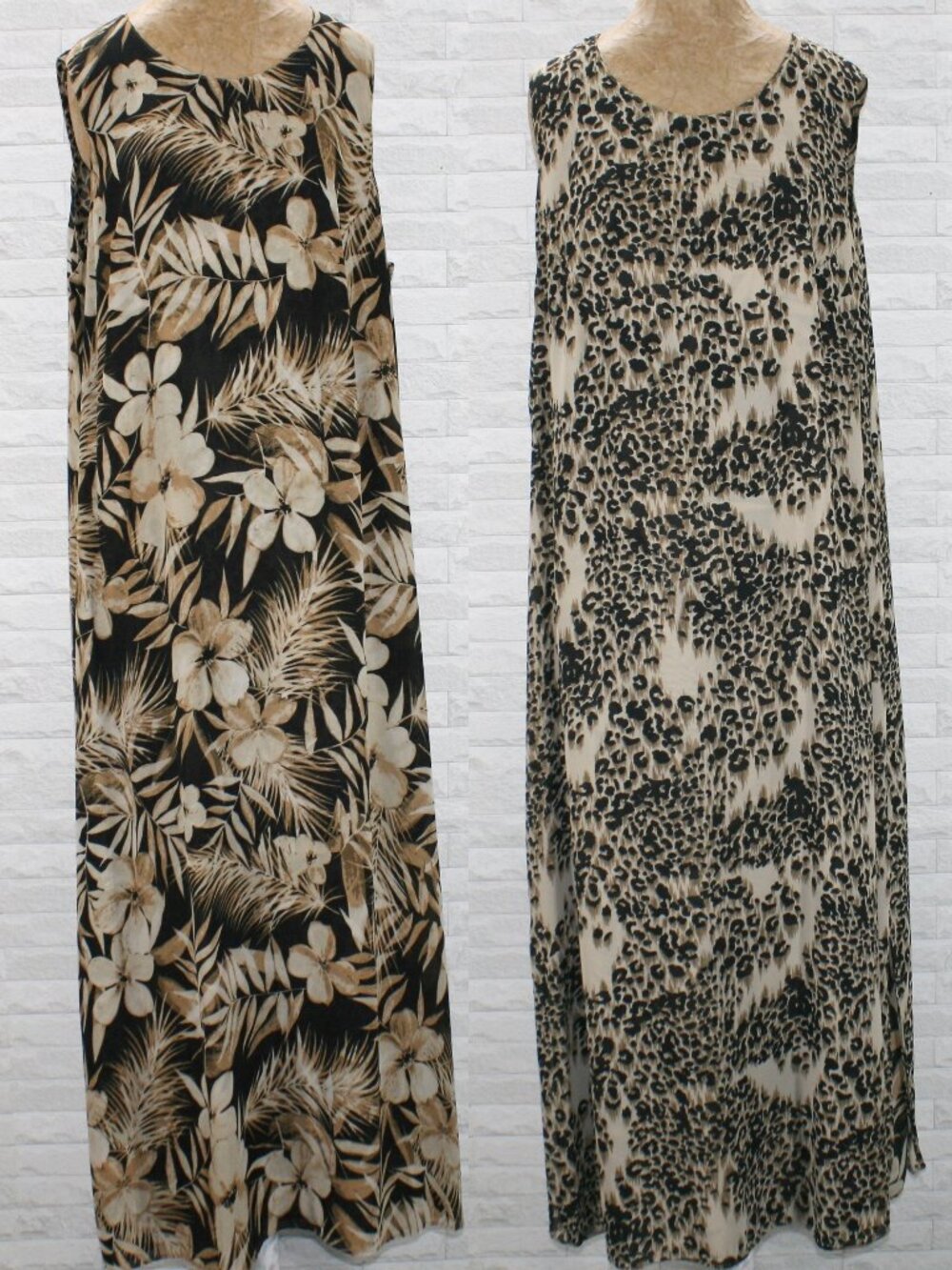 VINTAGE Reversible Dress Floral Sleeveless Animal Print Summer Tan Plus Size XXL